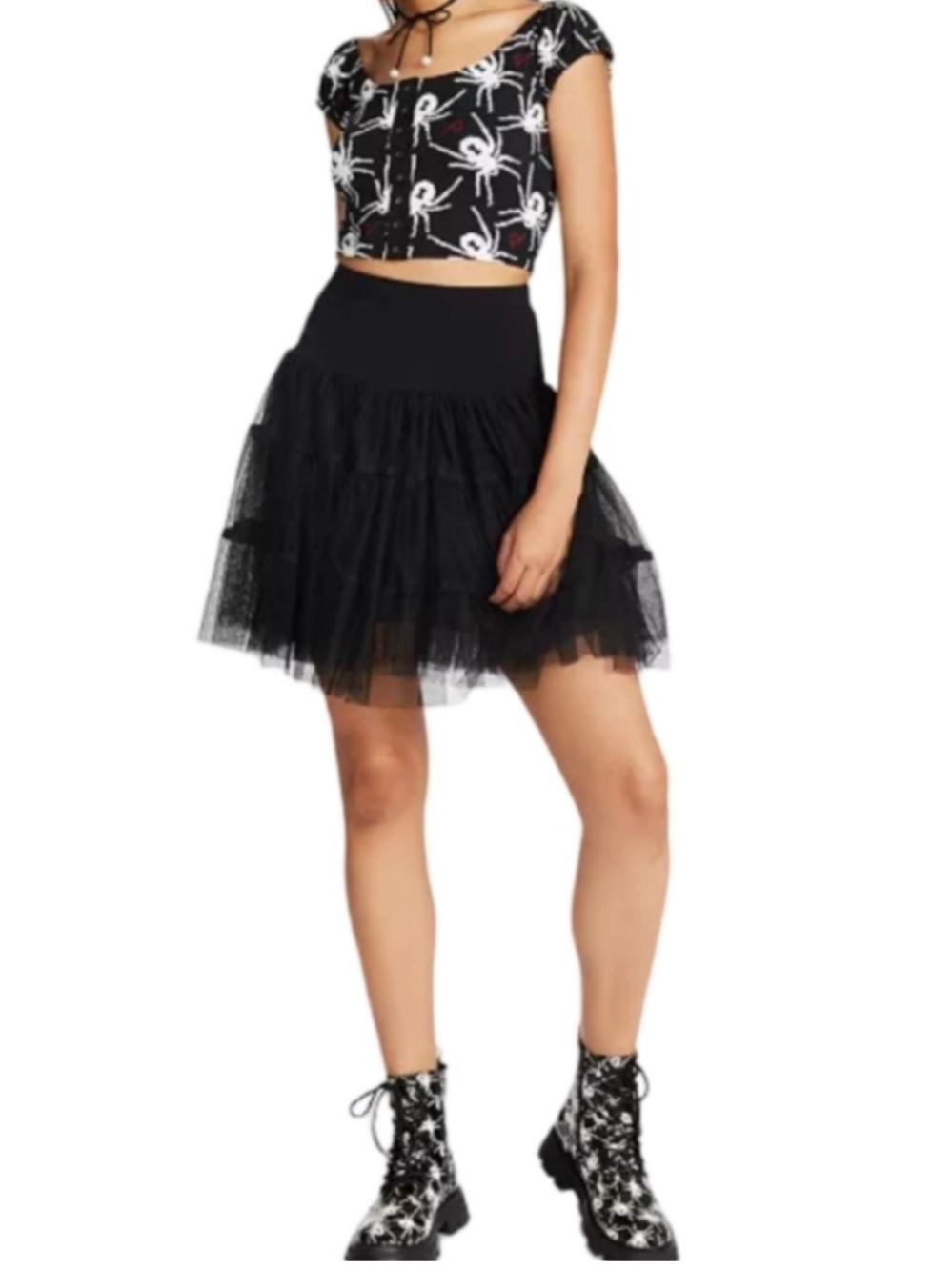 Betsey Johnson Black Tulle Mini Skirt NWT Large